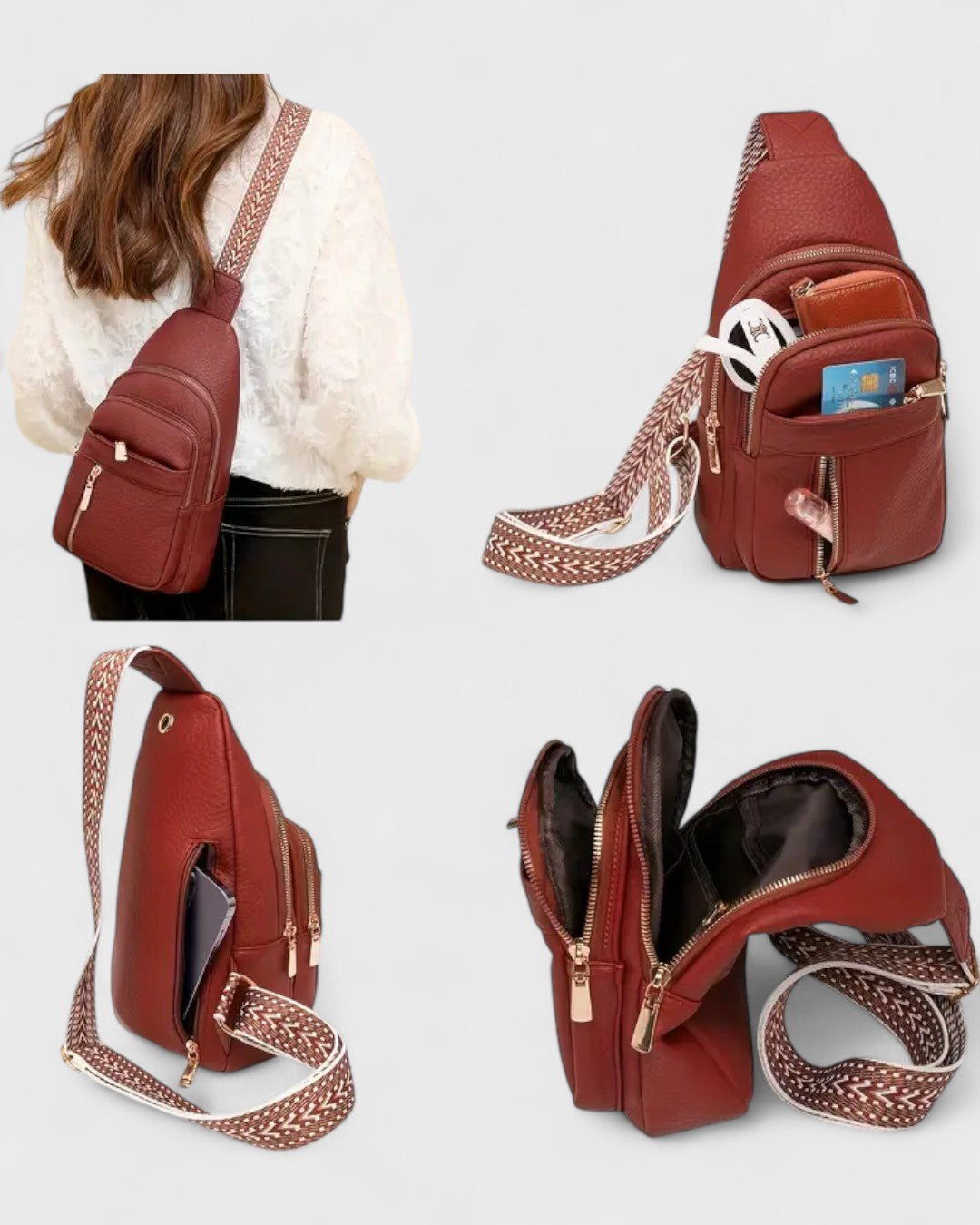 Sac bandoulière bohème compact multipoches