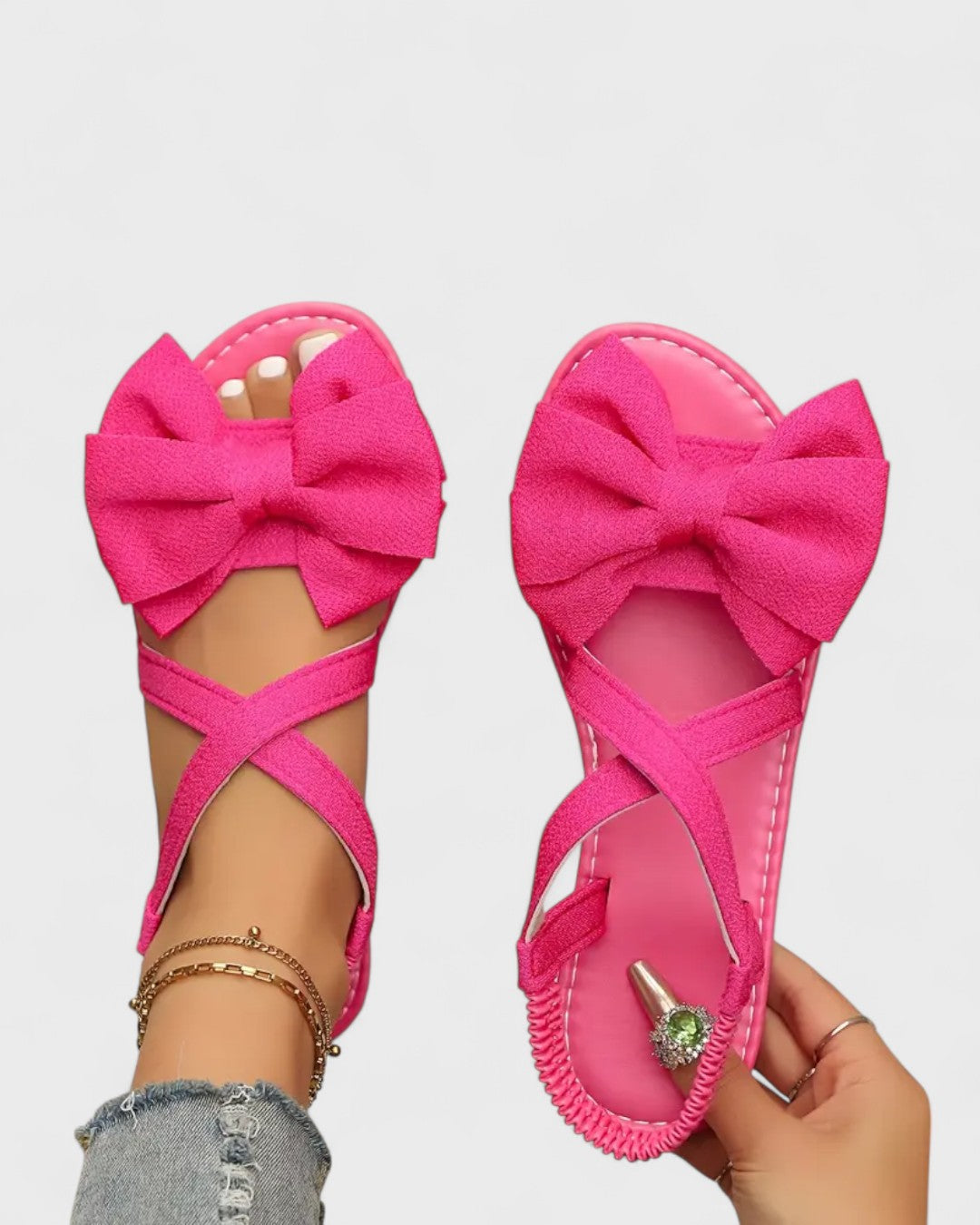 Sandales plates à nœud en tissu