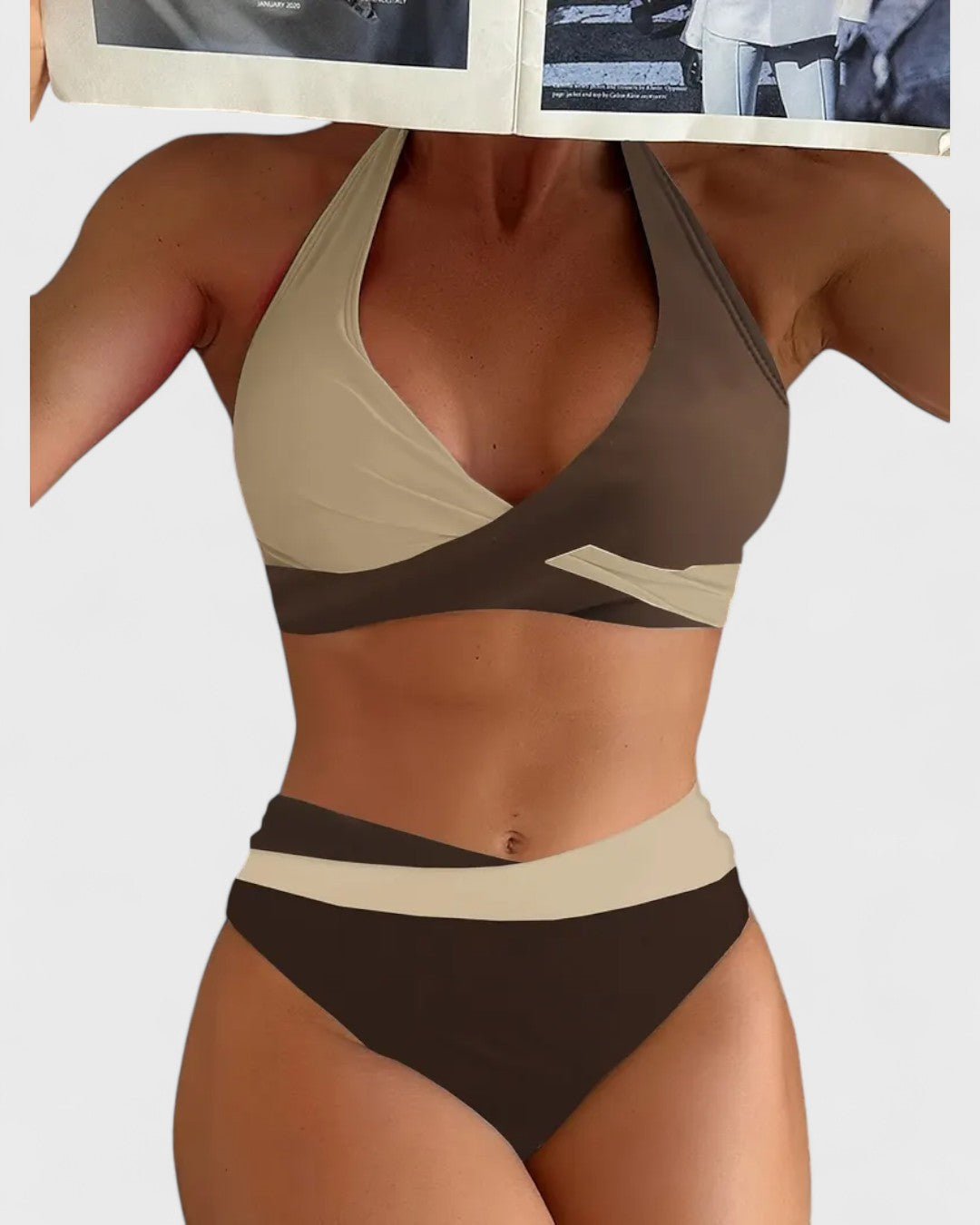 Maillot de bain deux pièces en blocs de couleurs