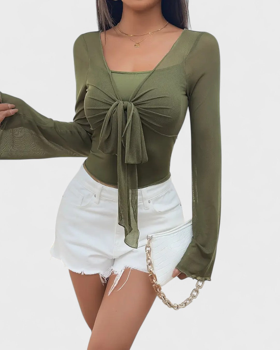 Haut manches évasées à nouer