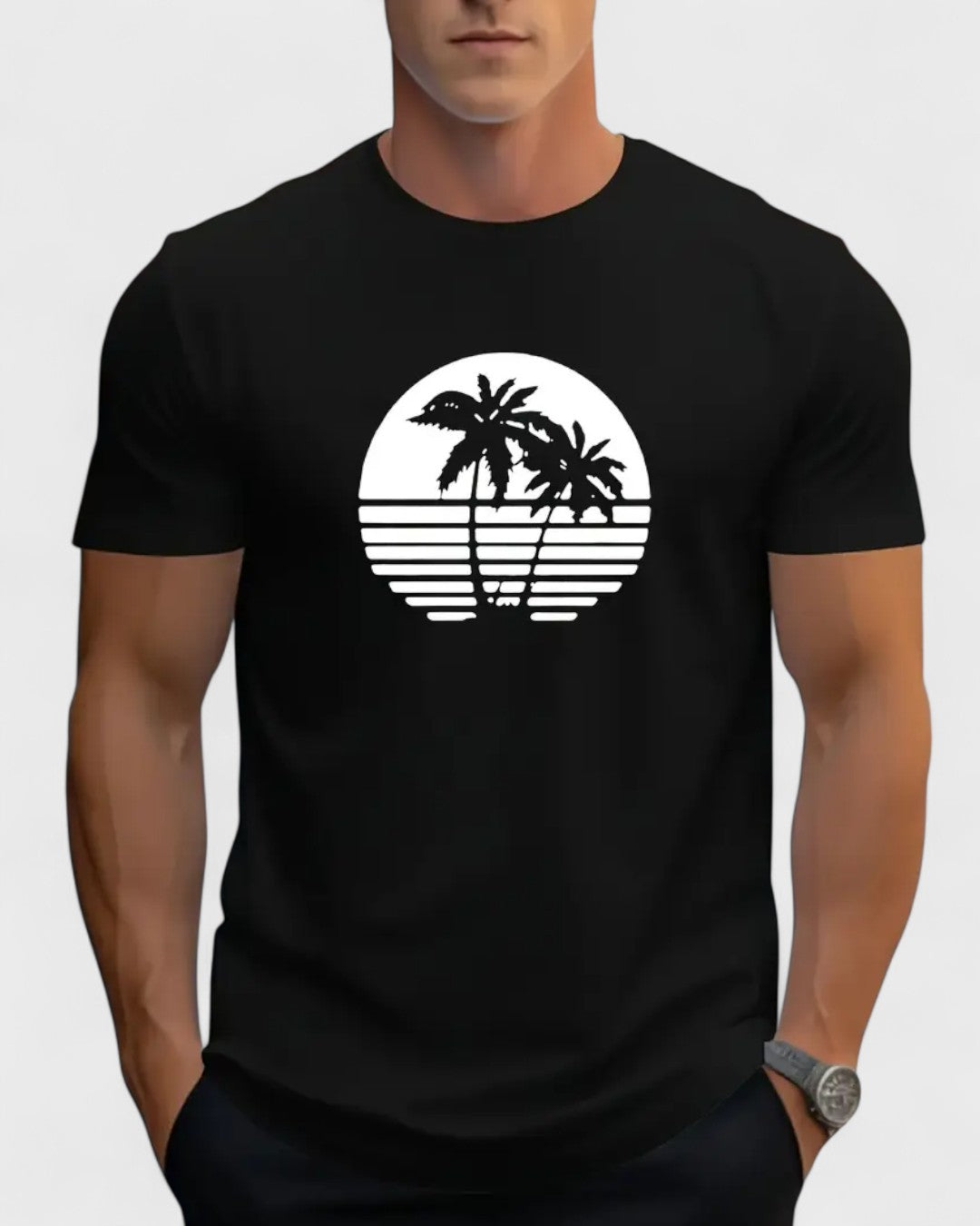 T-shirt graphique avec palmiers