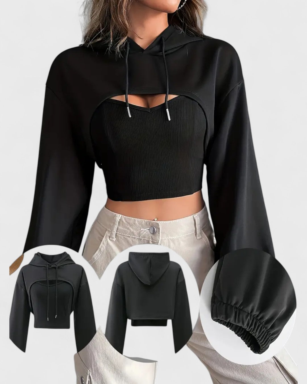 Ensemble sweat à capuche et débardeur crop