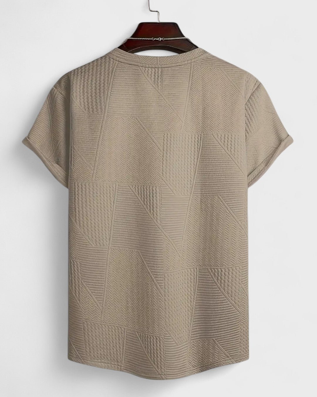 T-shirt pour homme à motif jacquard blanc et marron