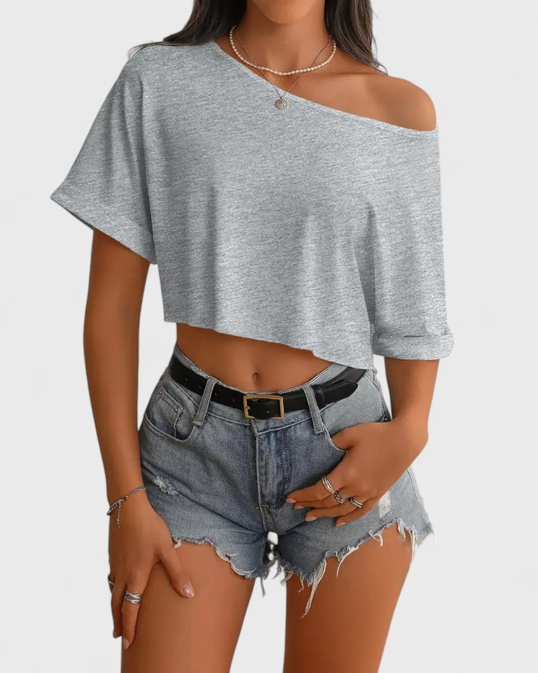 T-shirt court asymétrique à une épaule