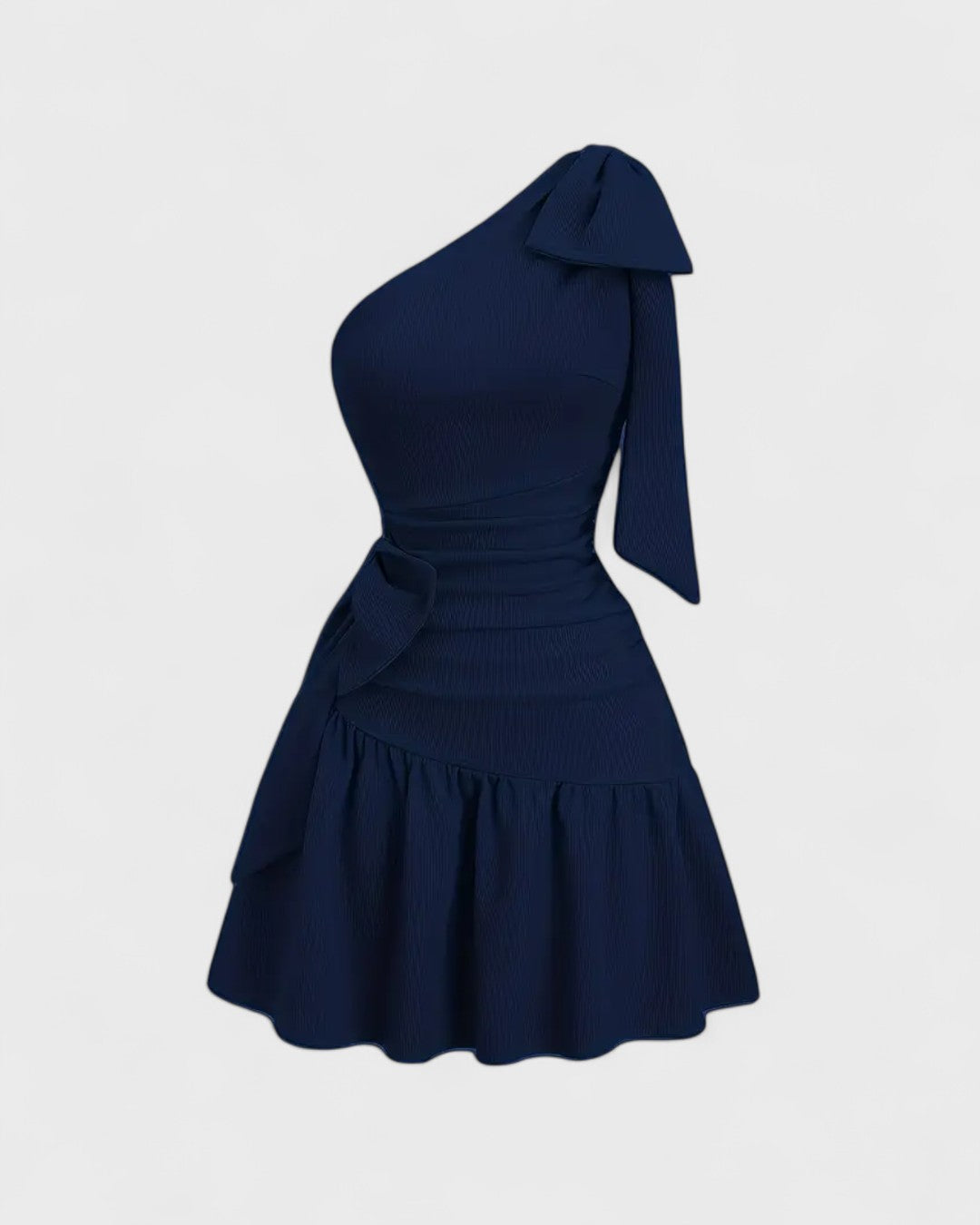 Robe courte asymétrique à nœud et taille froncée