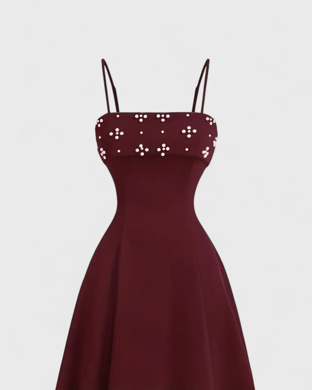 Robe midi à perles fines et bretelles croisées