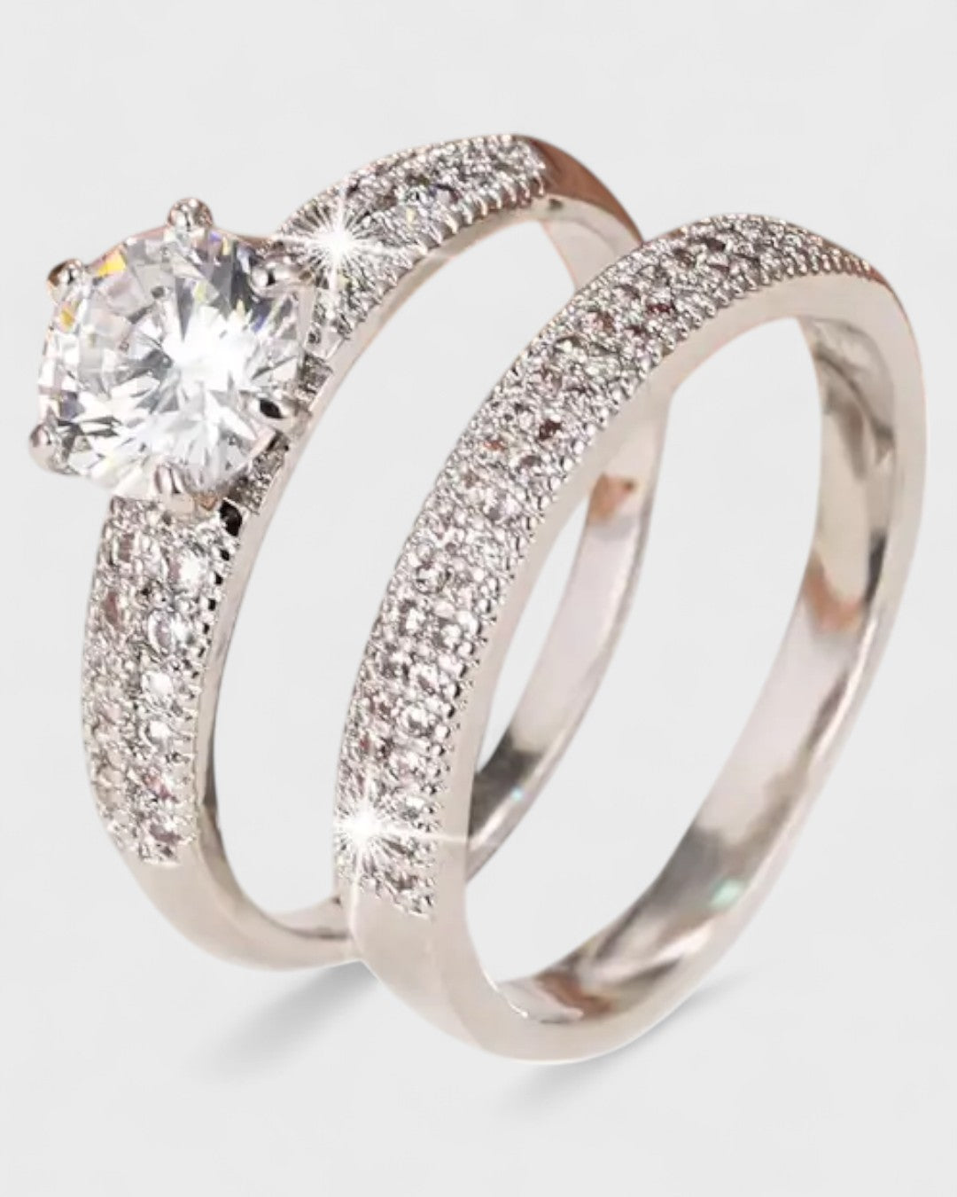 Duo de bagues plaquées or 18K et zircon