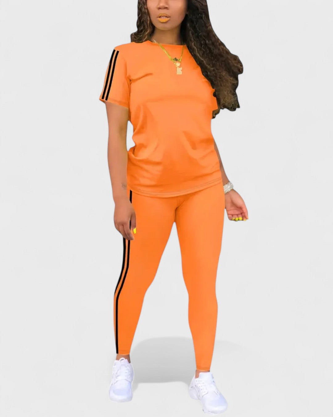 Ensemble t-shirt et legging à bandes contrastantes