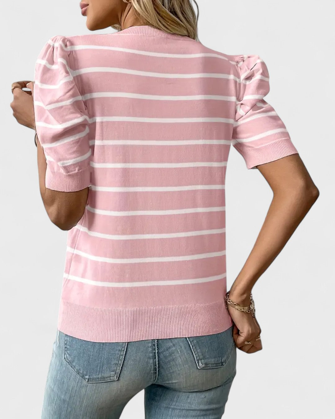 Chemise rayée à manches bouffantes