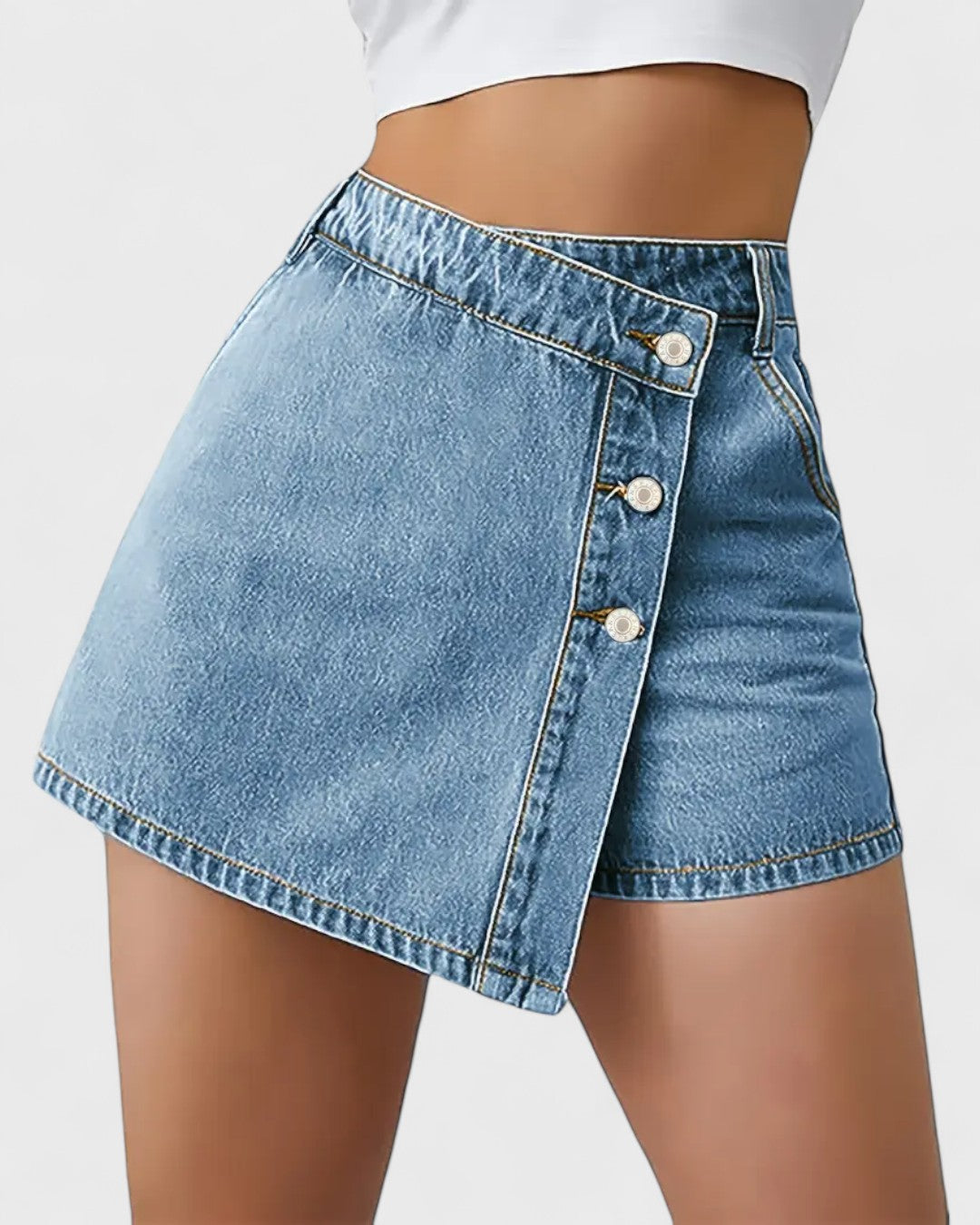 Short en jean asymétrique pour femme