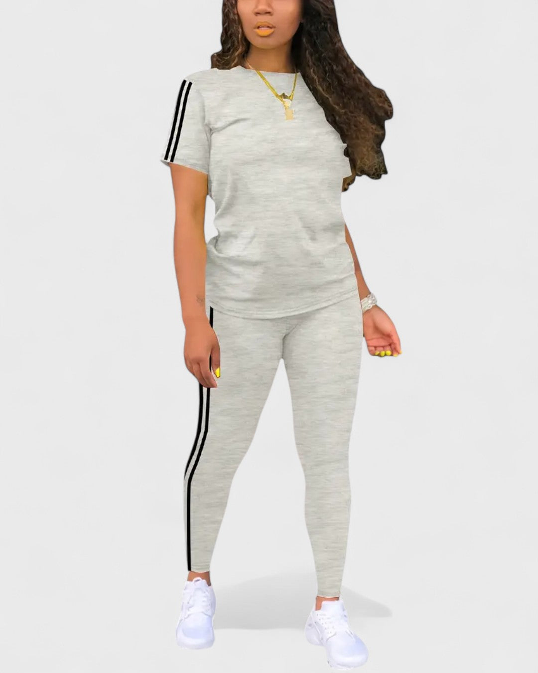 Ensemble t-shirt et legging à bandes contrastantes