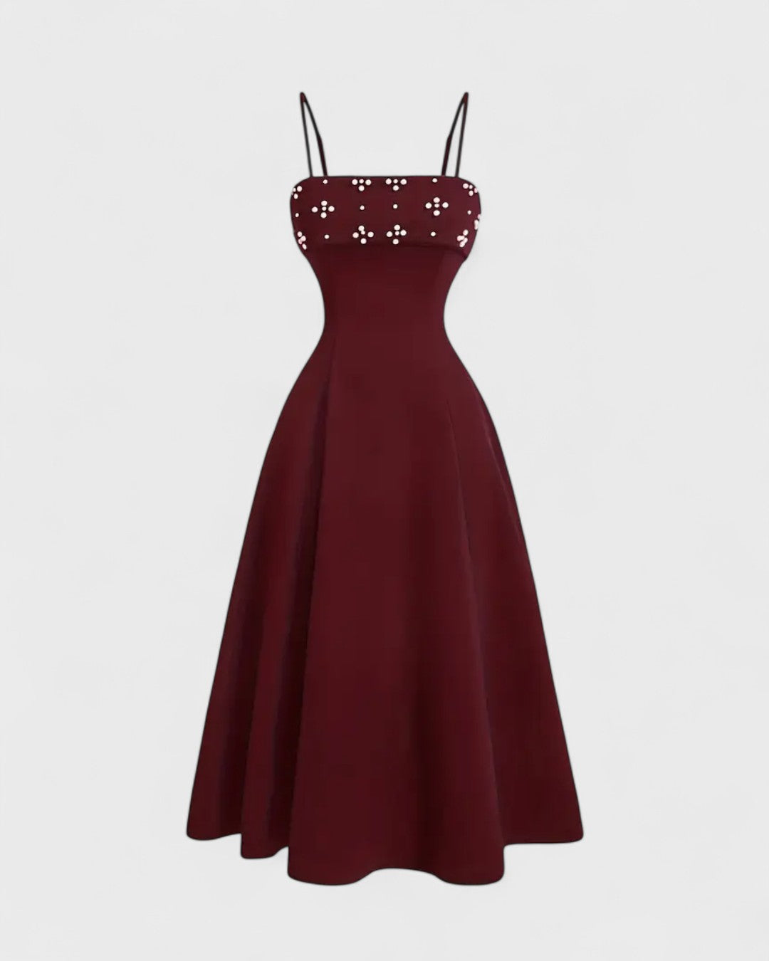 Robe midi à perles fines et bretelles croisées