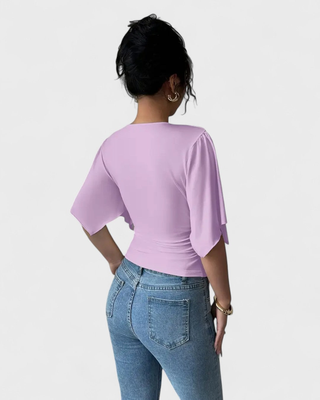 Blouse portefeuille manches papillon