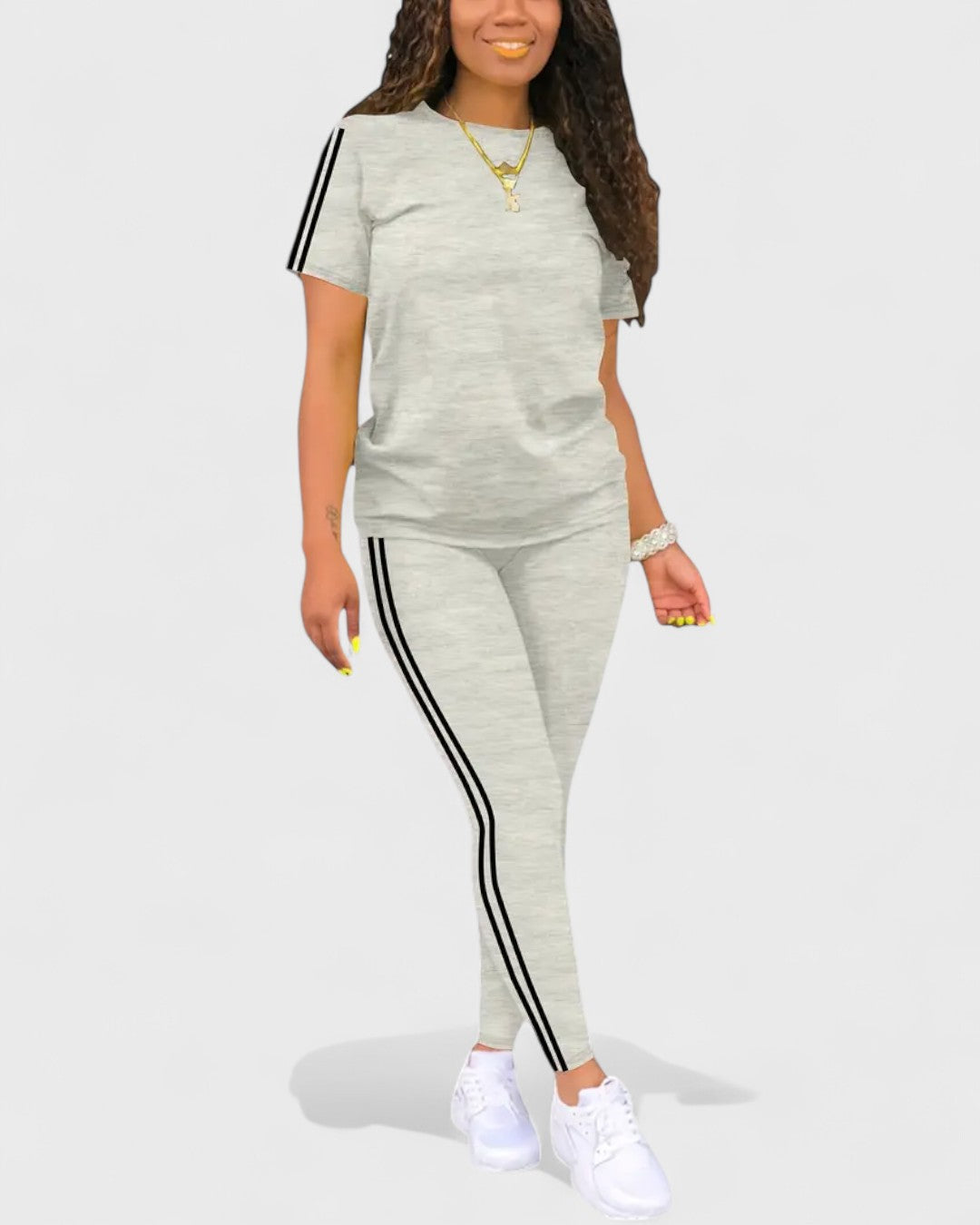 Ensemble t-shirt et legging à bandes contrastantes