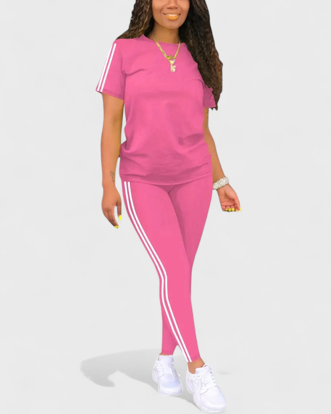 Ensemble t-shirt et legging à bandes contrastantes