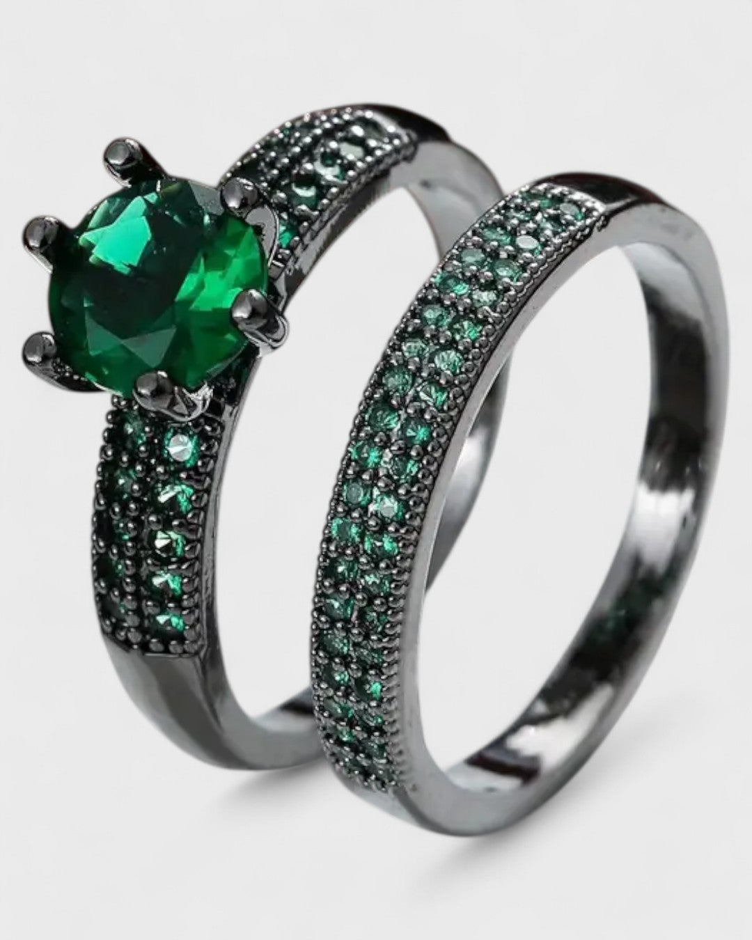 Duo de bagues plaquées or 18K et zircon