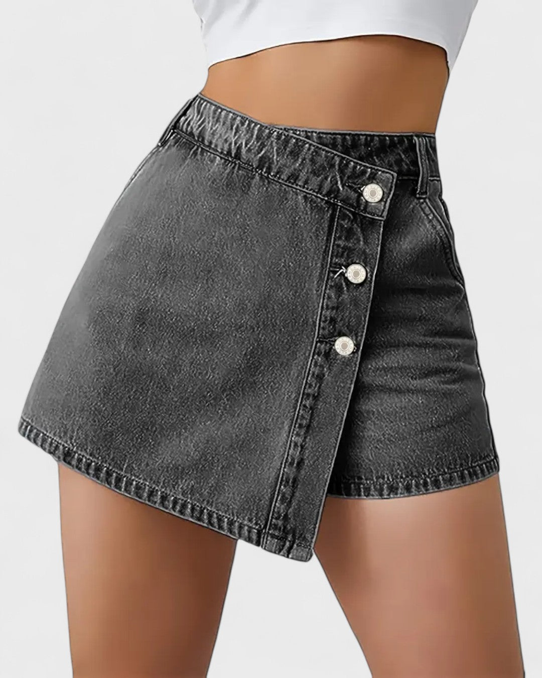 Short en jean asymétrique pour femme