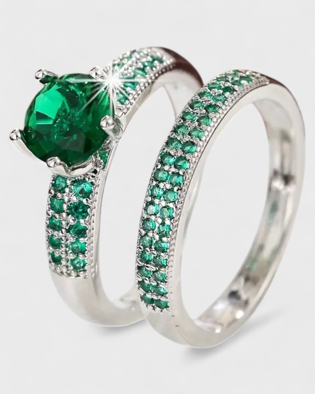 Duo de bagues plaquées or 18K et zircon