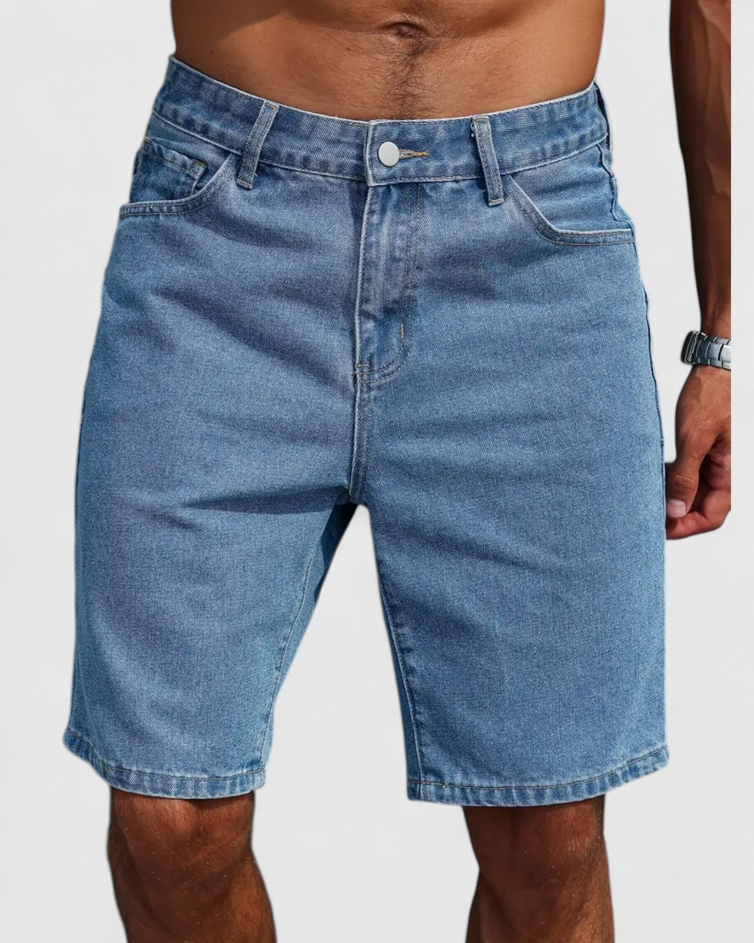 Short en jean droit coupe régulière