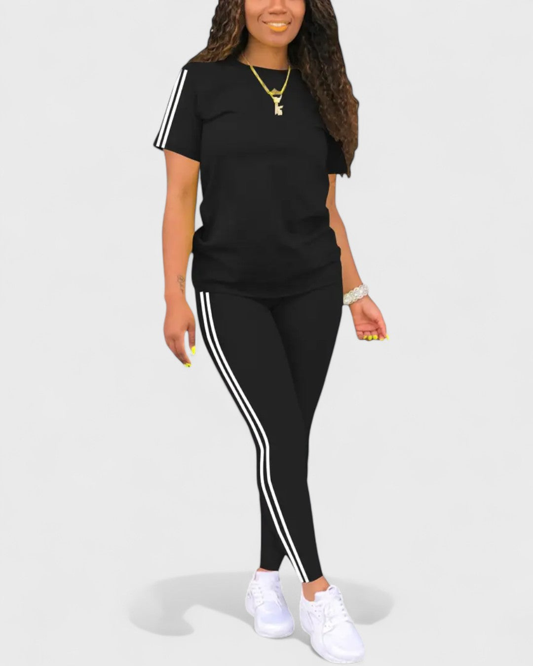 Ensemble t-shirt et legging à bandes contrastantes