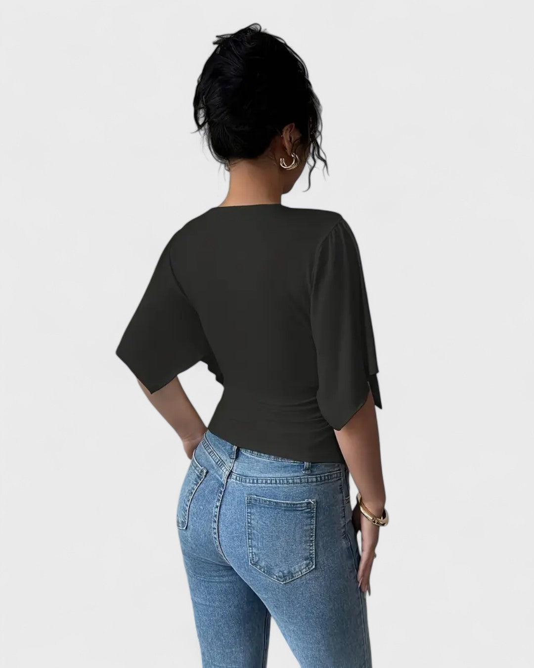 Blouse portefeuille manches papillon