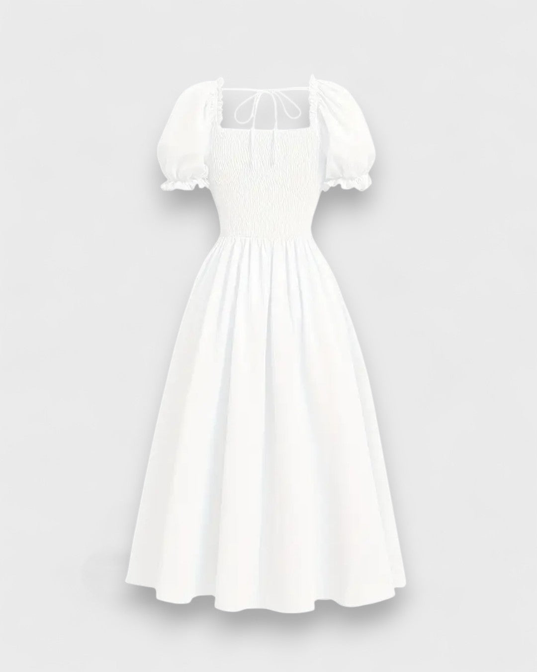 Robe midi à manches bouffantes et laçage corset