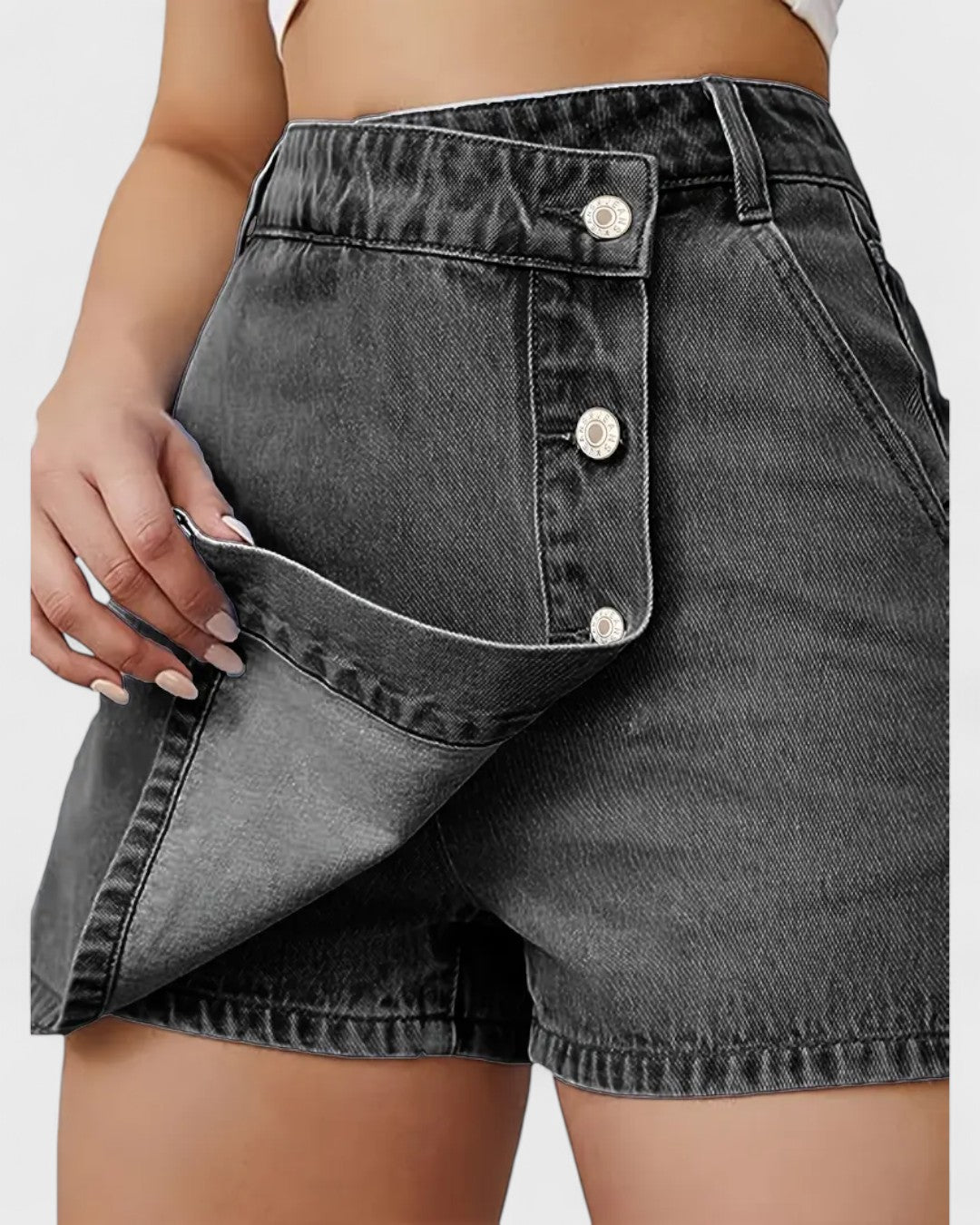 Short en jean asymétrique pour femme