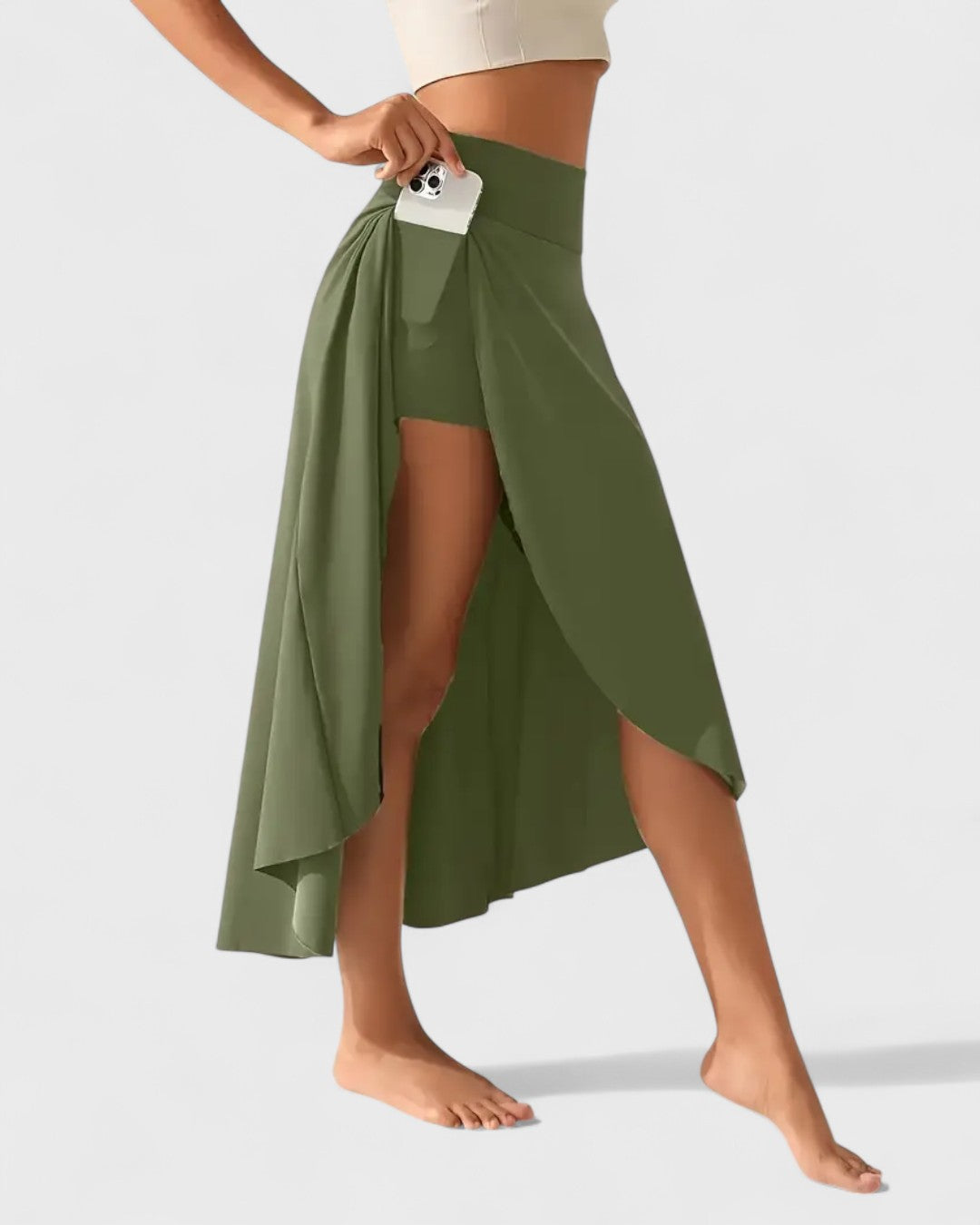 Jupe drapée à fente asymétrique
