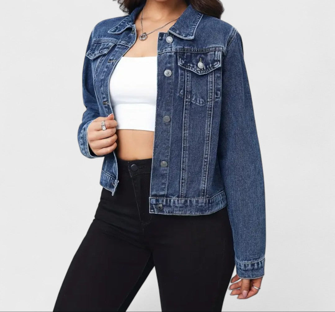 Veste en jean brodée de fleurs pour femme