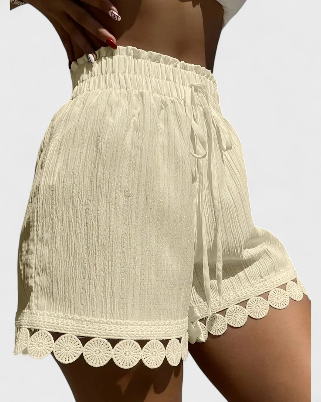 Short d'été bohème à taille élastique