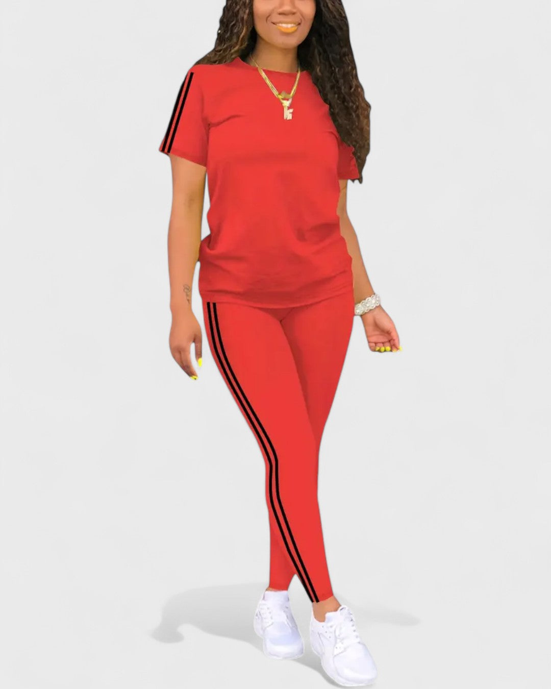 Ensemble t-shirt et legging à bandes contrastantes