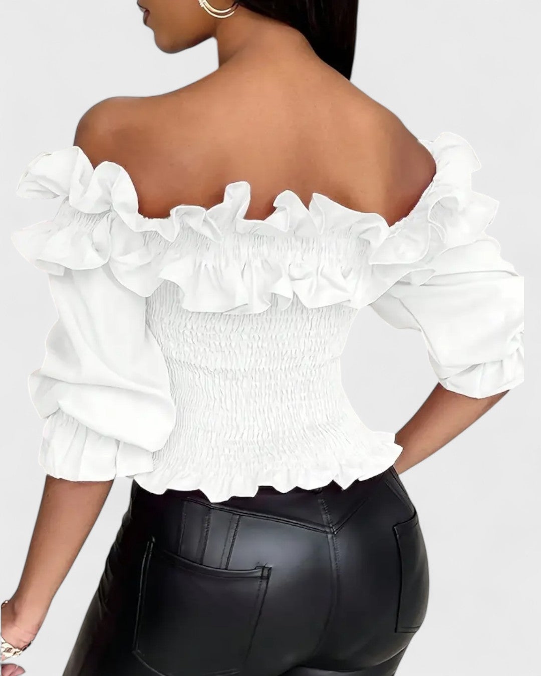 Blouse épaules dénudées à volants