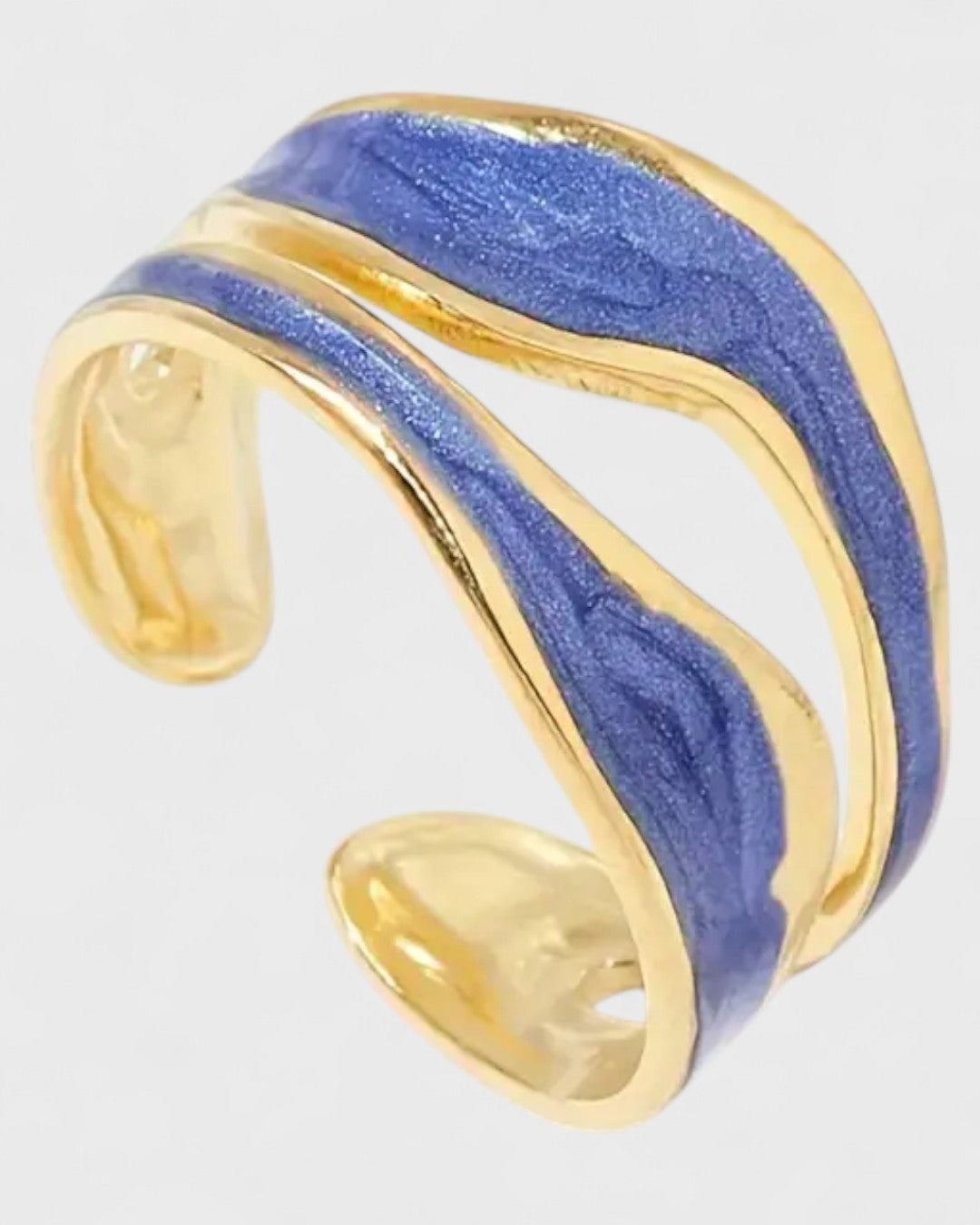 Bague manchette double couche plaquée or 18K