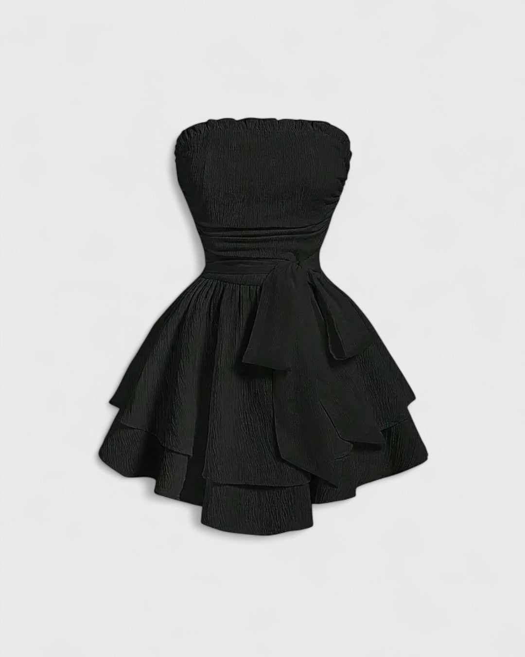 Robe bustier noire à volants