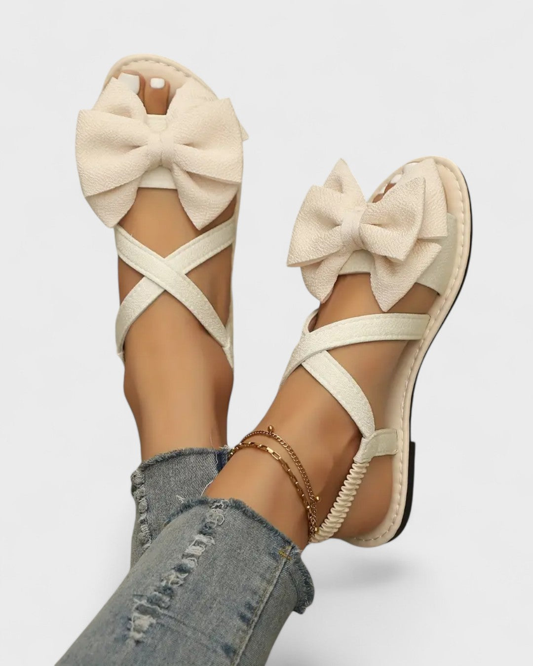 Sandales plates à nœud en tissu