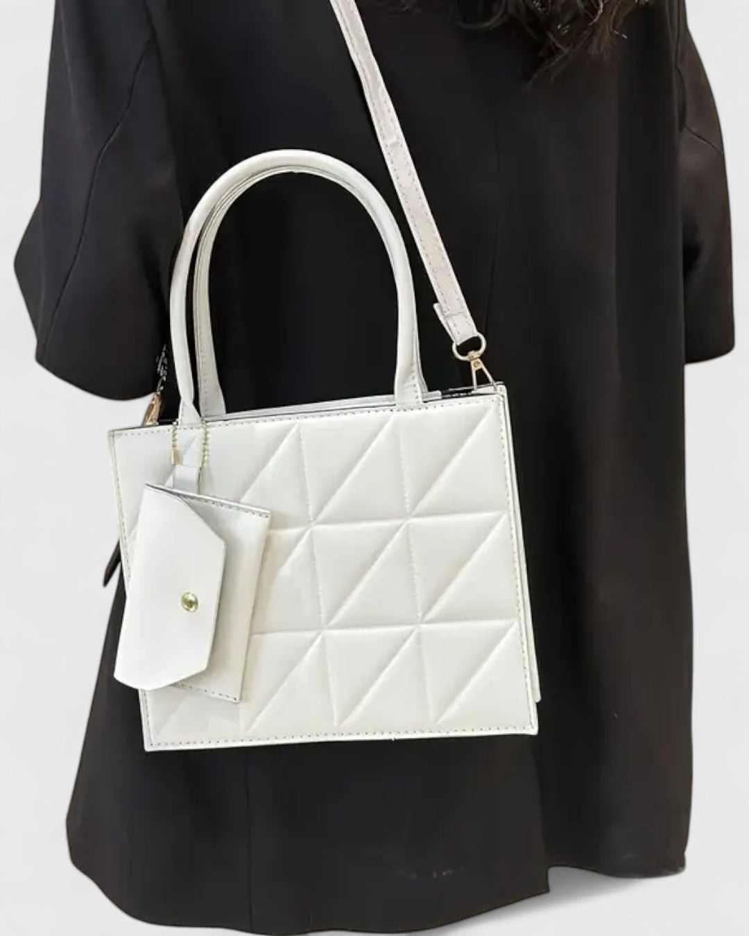 Sac à main matelassé avec pochette assortie