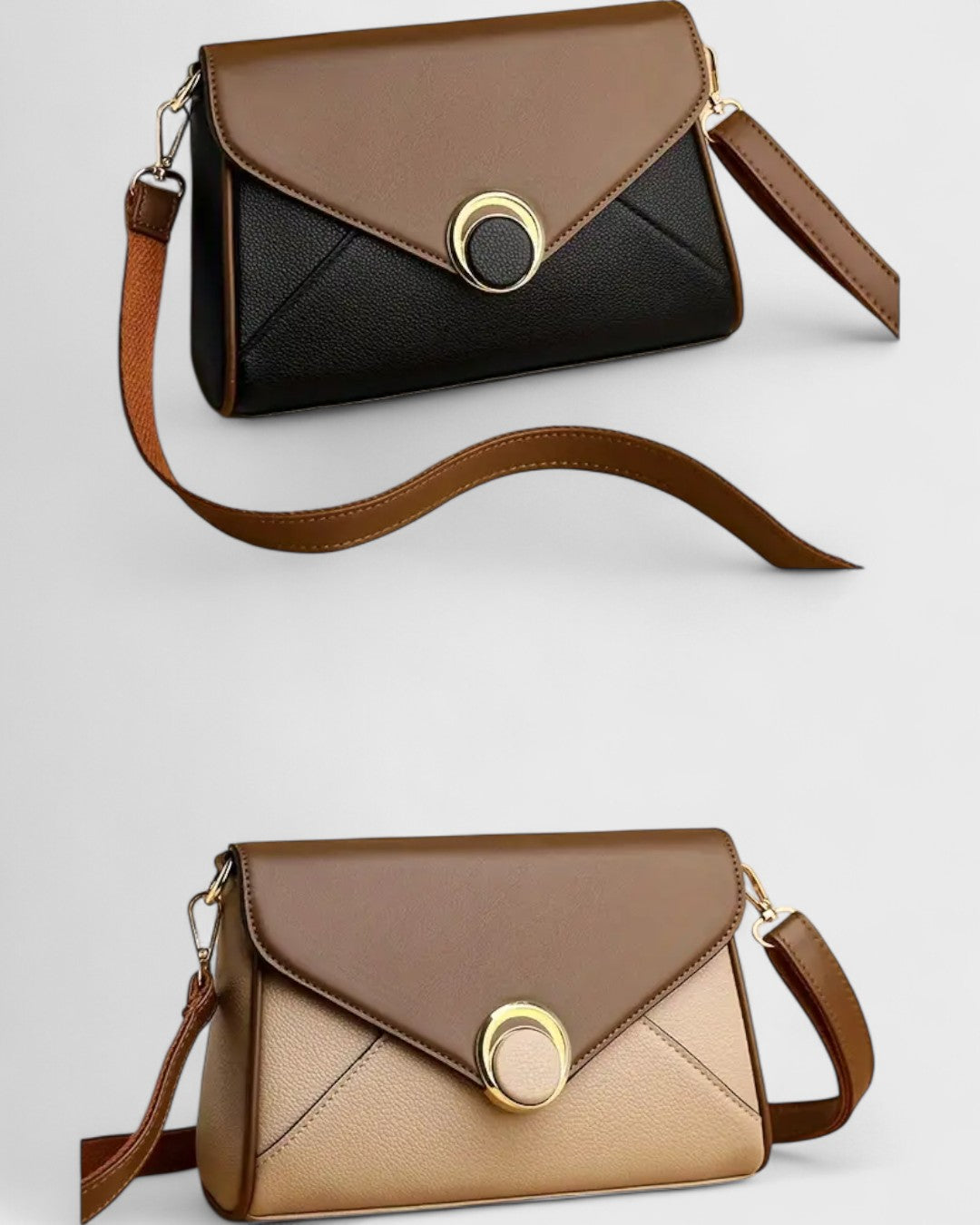 Sac bandoulière bicolore à boucle ronde