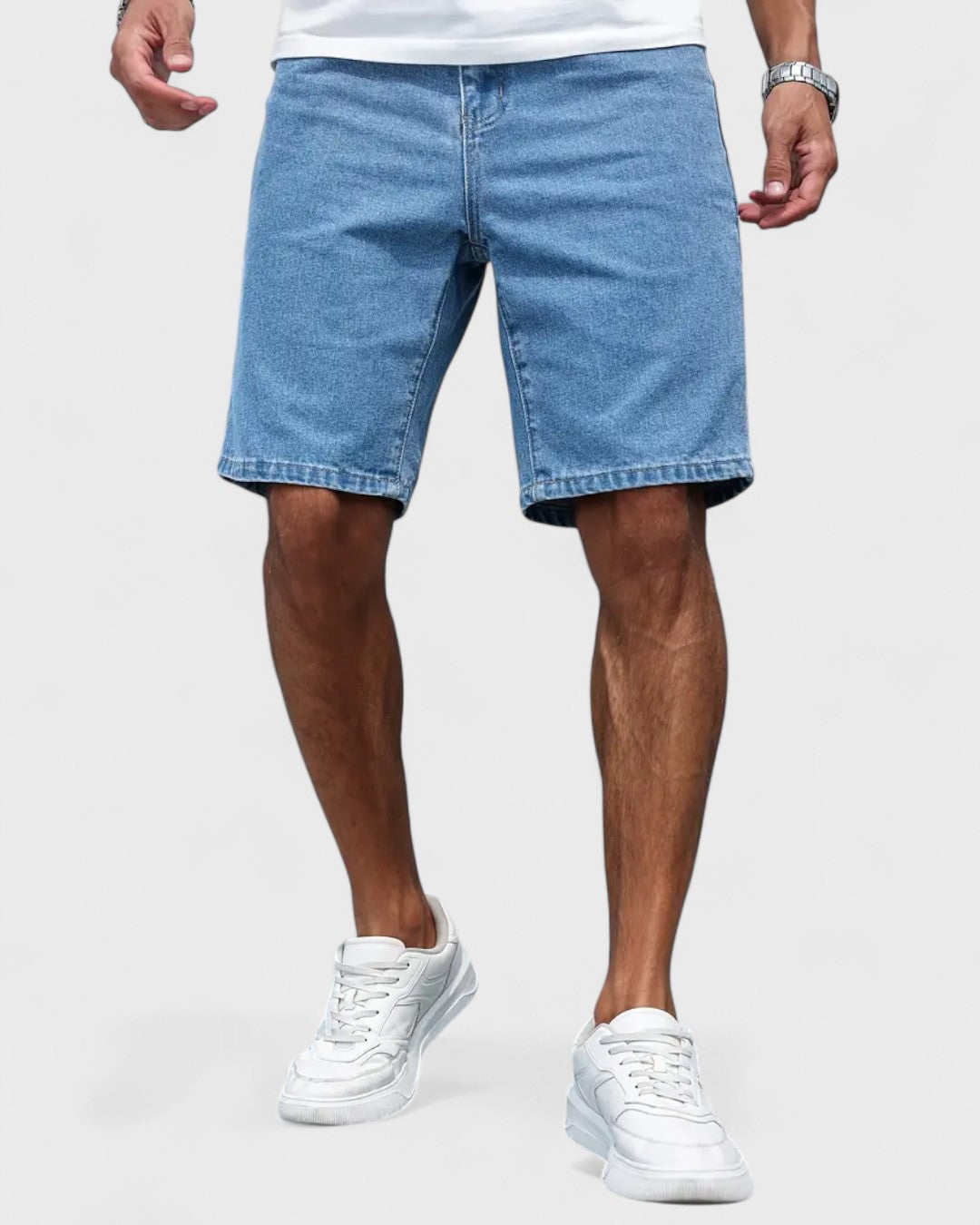 Short en jean droit coupe régulière