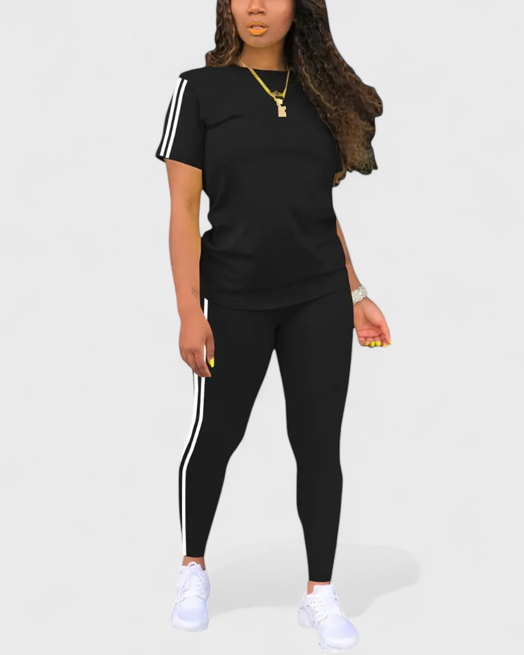 Ensemble t-shirt et legging à bandes contrastantes