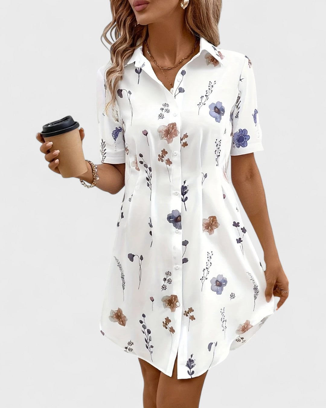 Robe chemise fluide à fleurs