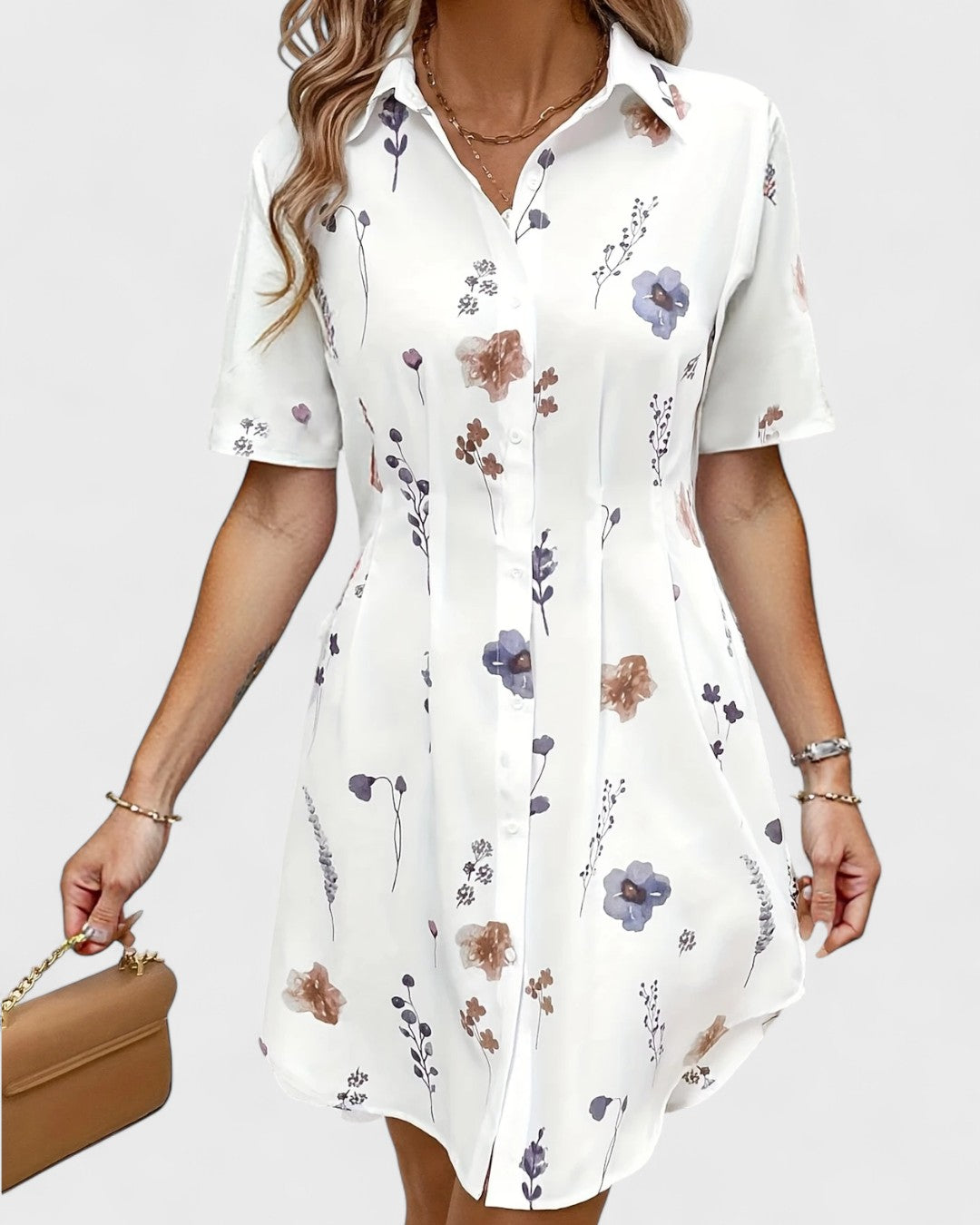 Robe chemise fluide à fleurs