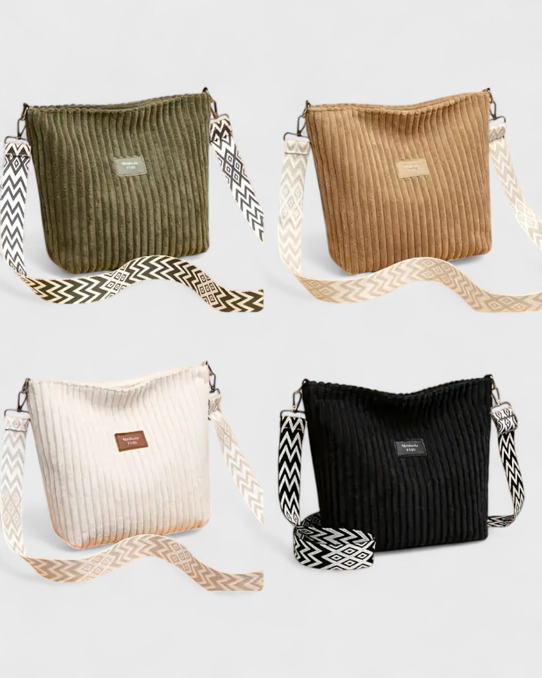 Sac bandoulière côtelé en velours