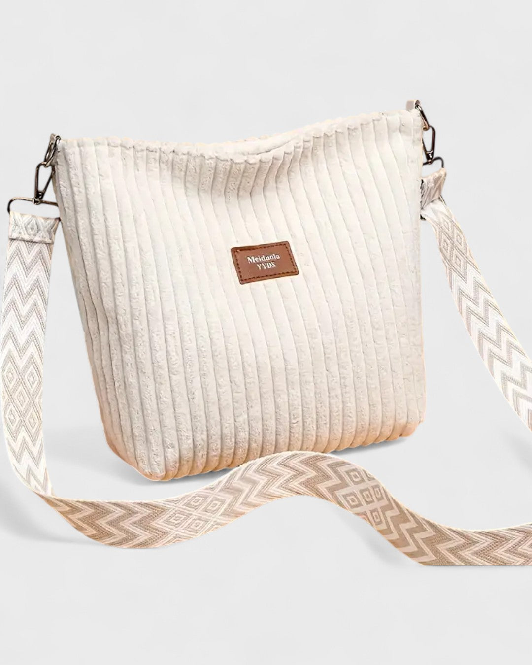 Sac bandoulière côtelé en velours