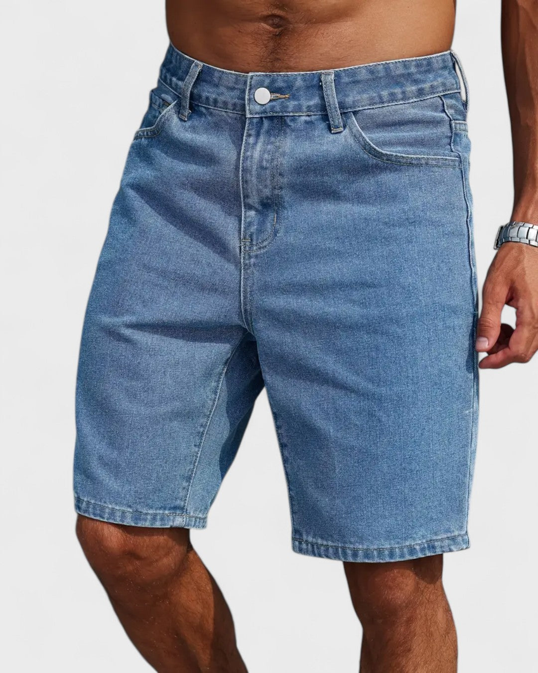 Short en jean droit coupe régulière