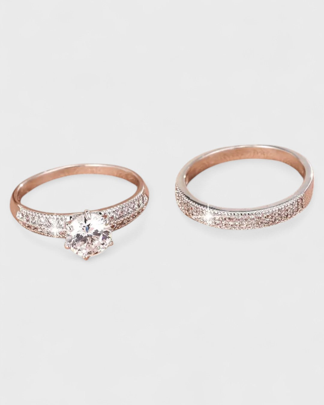 Duo de bagues plaquées or 18K et zircon