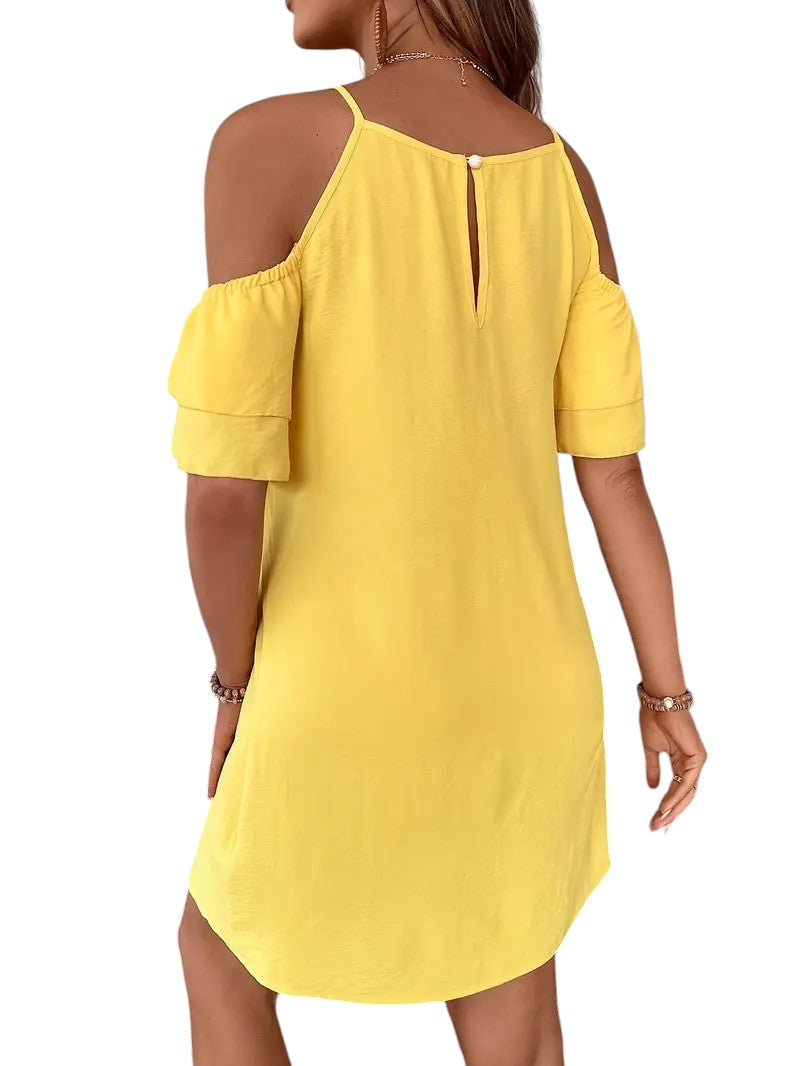 Robe mi-longue à épaules dénudées