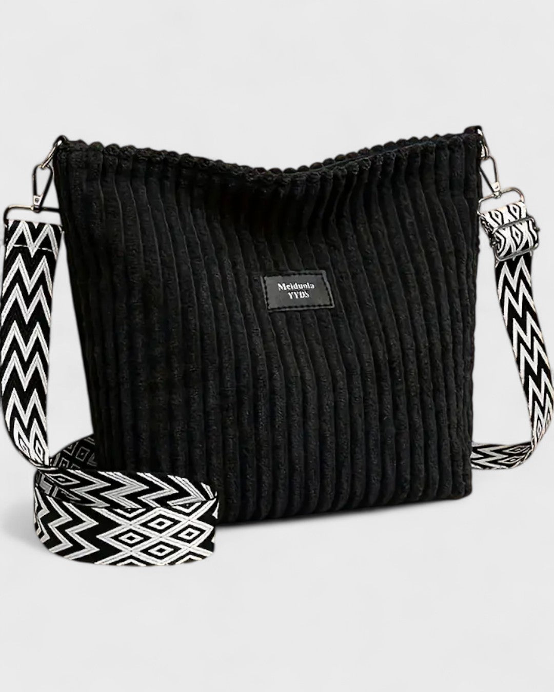 Sac bandoulière côtelé en velours