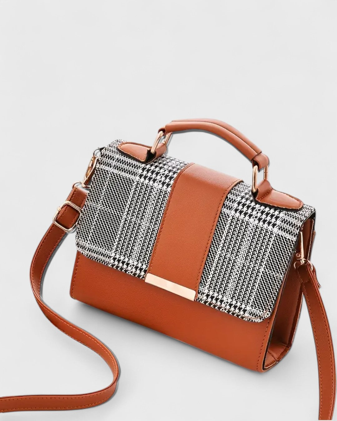 Sac à main structuré motif pied-de-poule