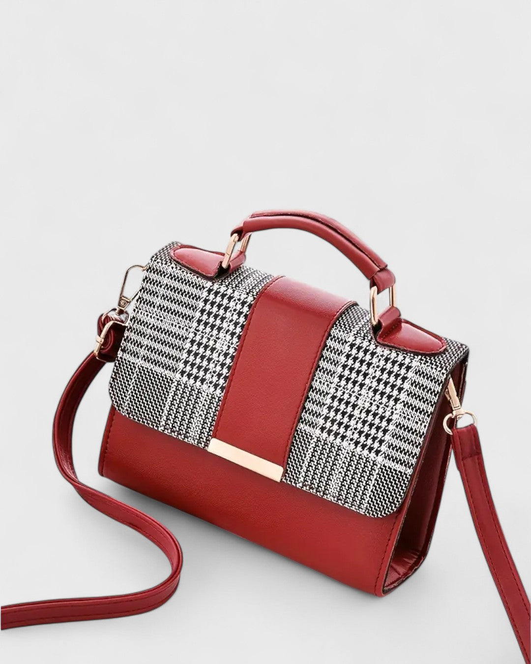 Sac à main structuré motif pied-de-poule