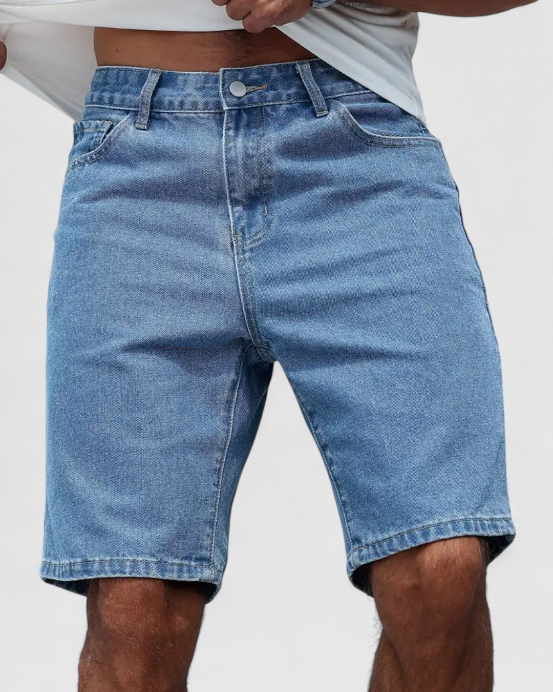 Short en jean droit coupe régulière